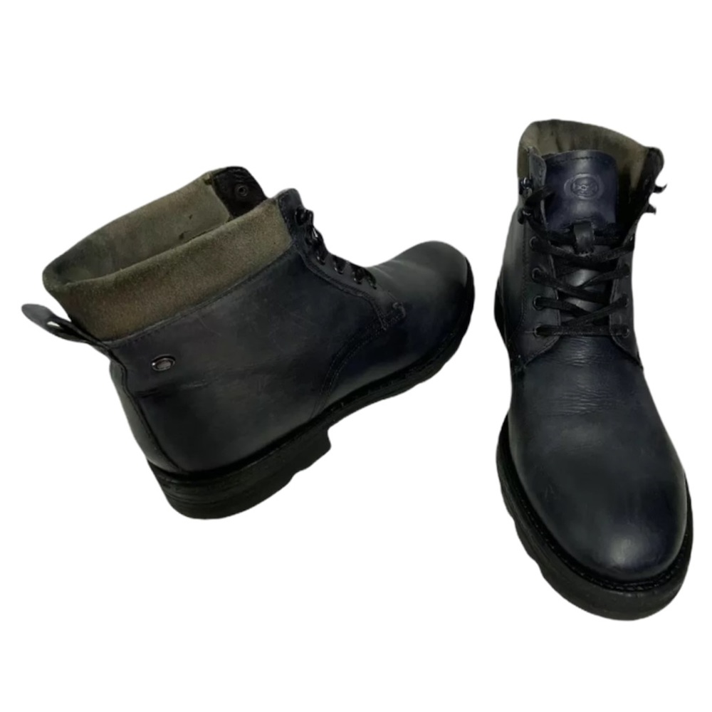 Base London Combat Boots Black Leather Size 42